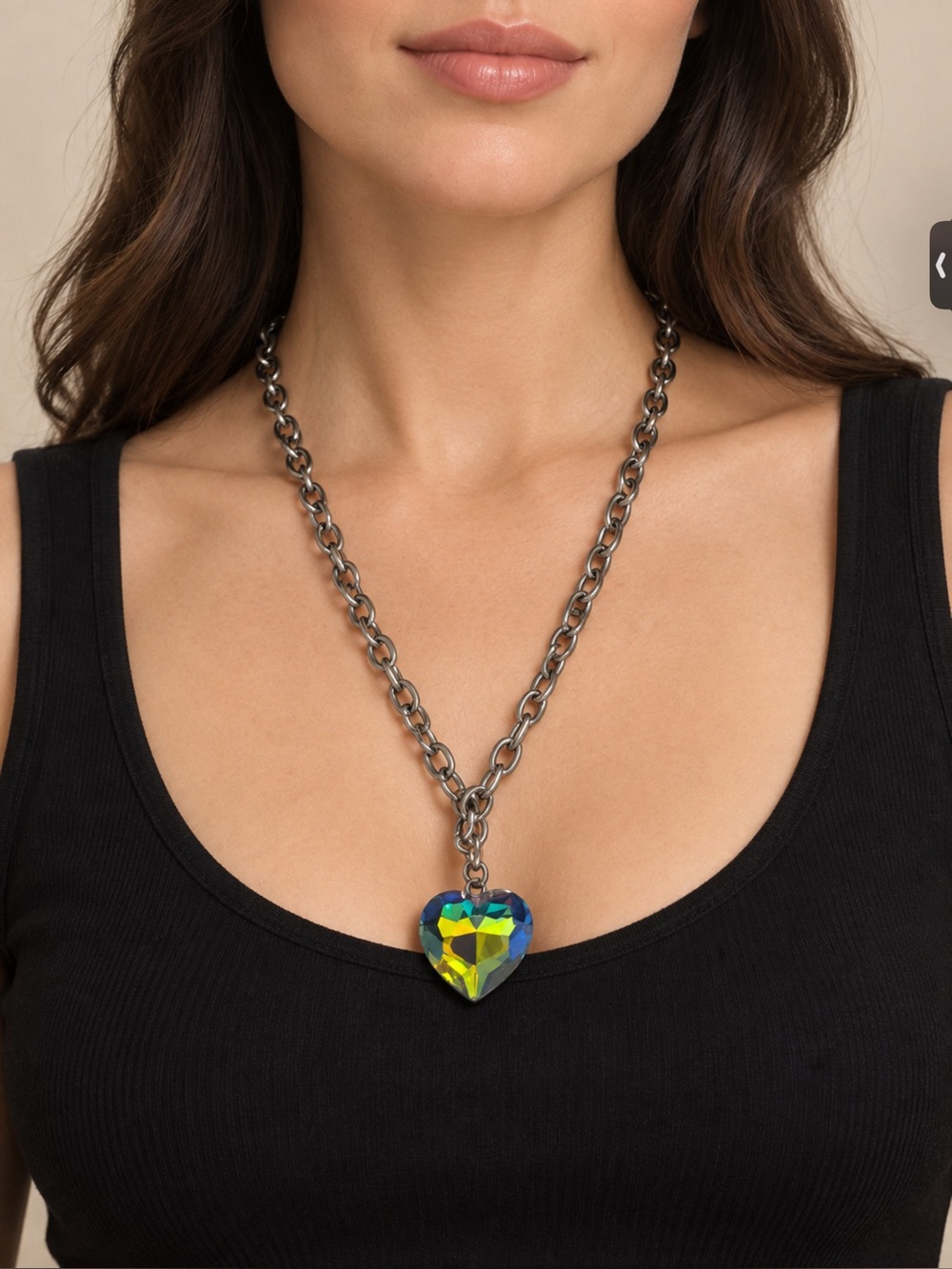 Iridescent Heart Pendant Necklace - Women Jewelry